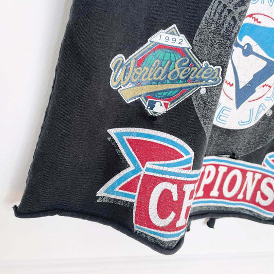 vintage 90s waves blue jays world series champs crop tee - good market thrift store