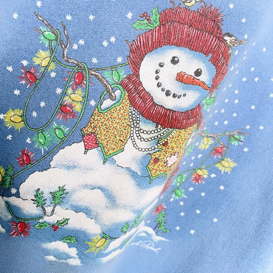 vintage 00s carroll reed snowman graphic crew