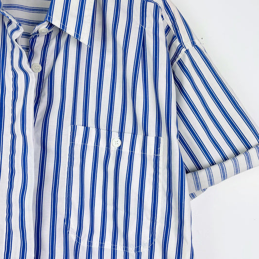 vintage HER pleat shoulder striped shirt