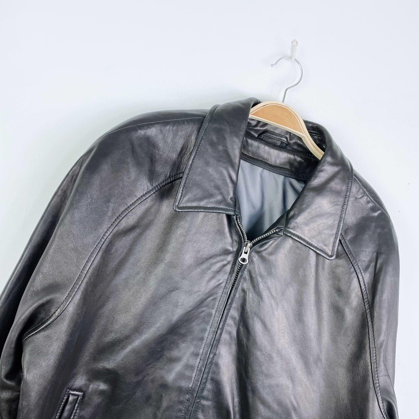 vintage butter leather bomber jacket