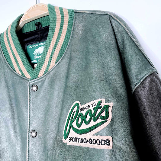 vintage roots x ford distressed leather bomber jacket