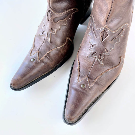 sergio banana heeled western leather boots