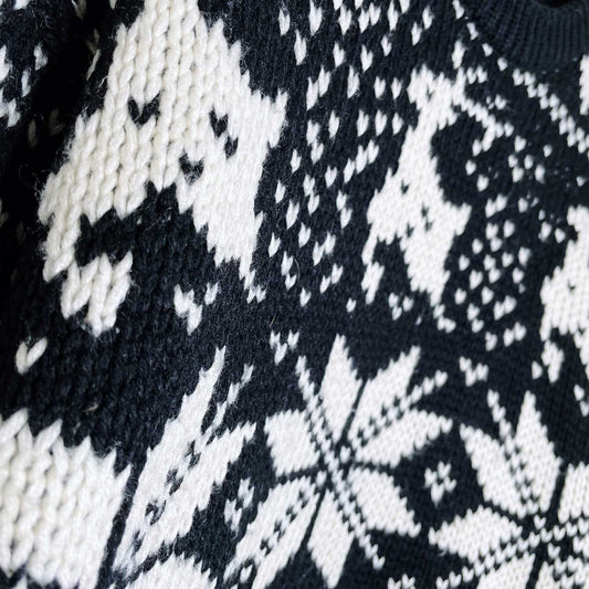 vintage bravo reindeer snowflake nordic knit crew - size large