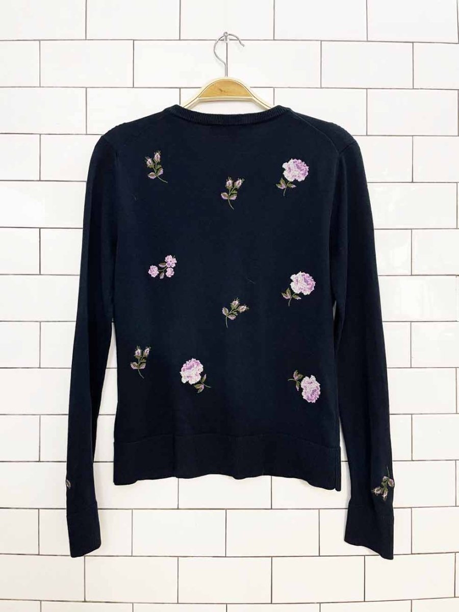 brooks brothers cross-stitch flowers knit summer cardigan - good market thrift store