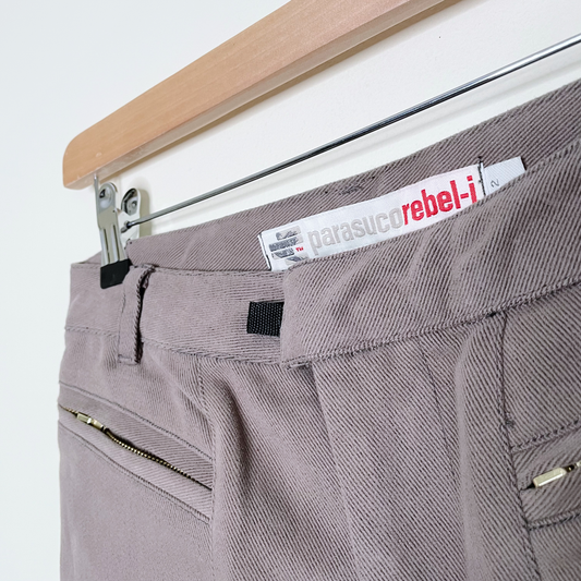 nwt deadstock parasuco rebel-i brown midi skater skirt - size 2