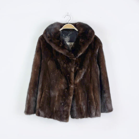 vintage w. kindy brown short hair mink coat - size small/medium