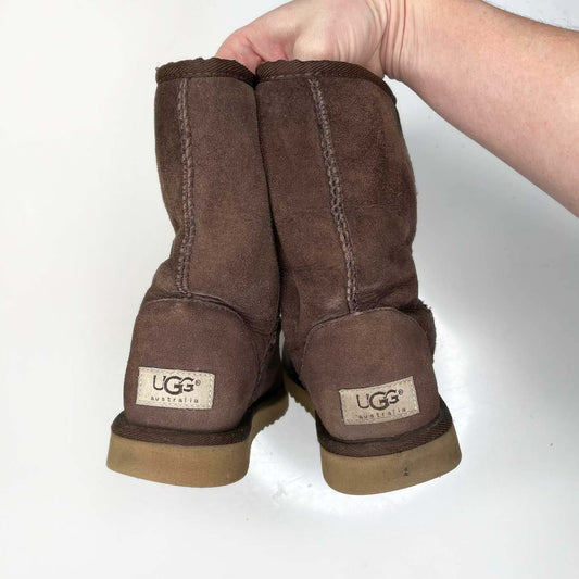 ugg classic dark brown short sheepskin boot - size 7