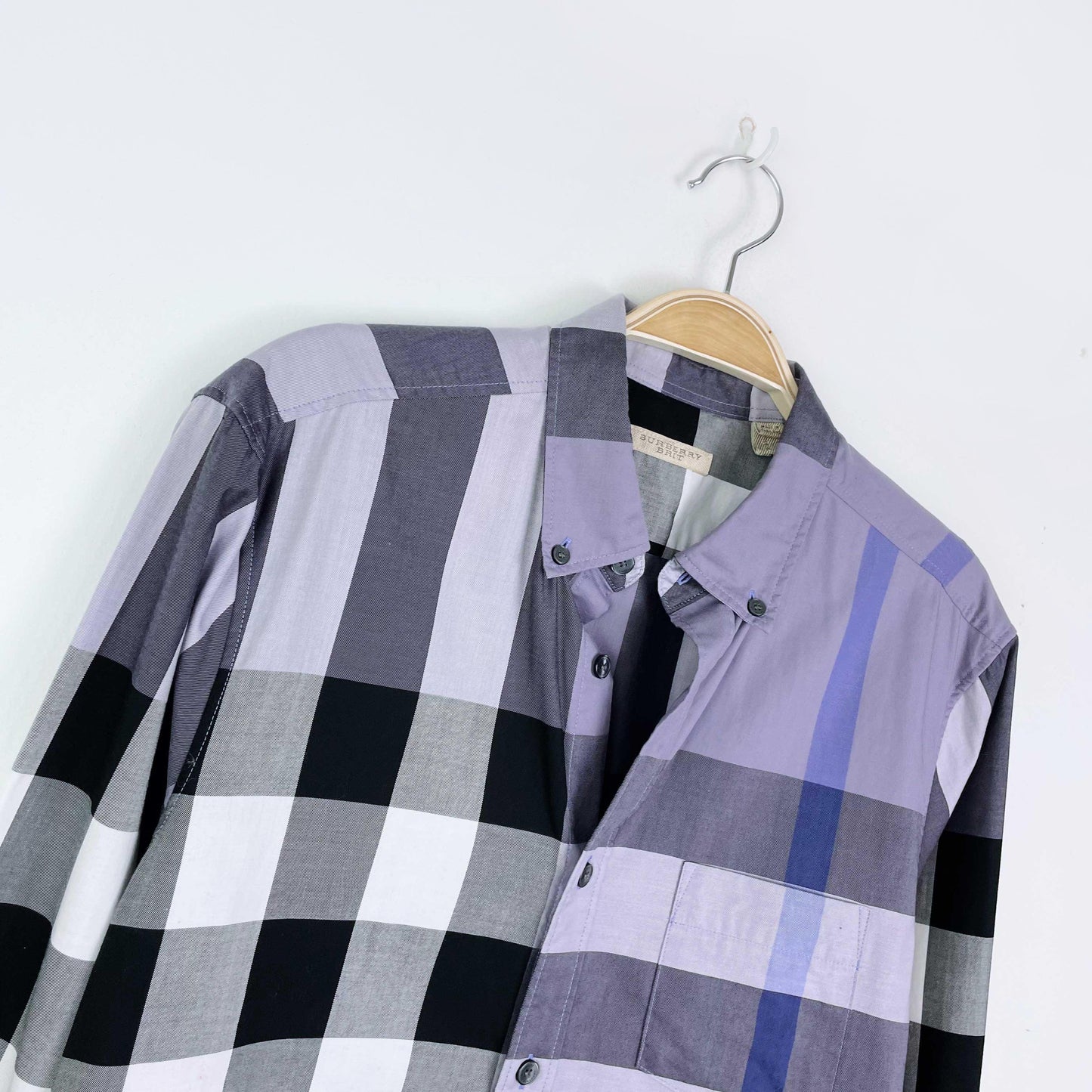 burberry exploded check button down shirt - size small