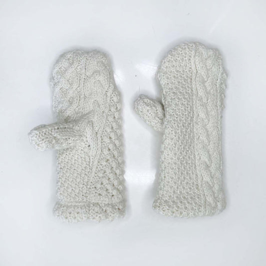 handmade wool fisherman sweater knit mittens