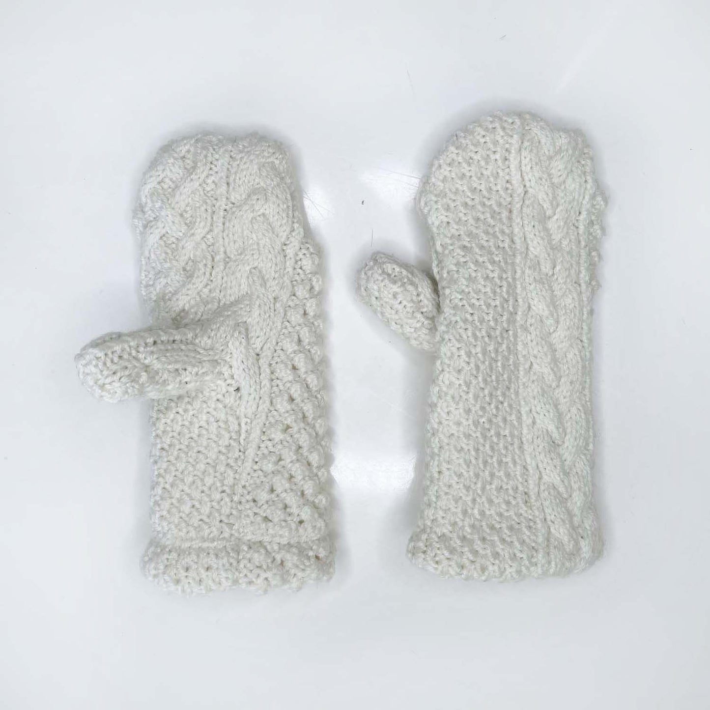 handmade wool fisherman sweater knit mittens