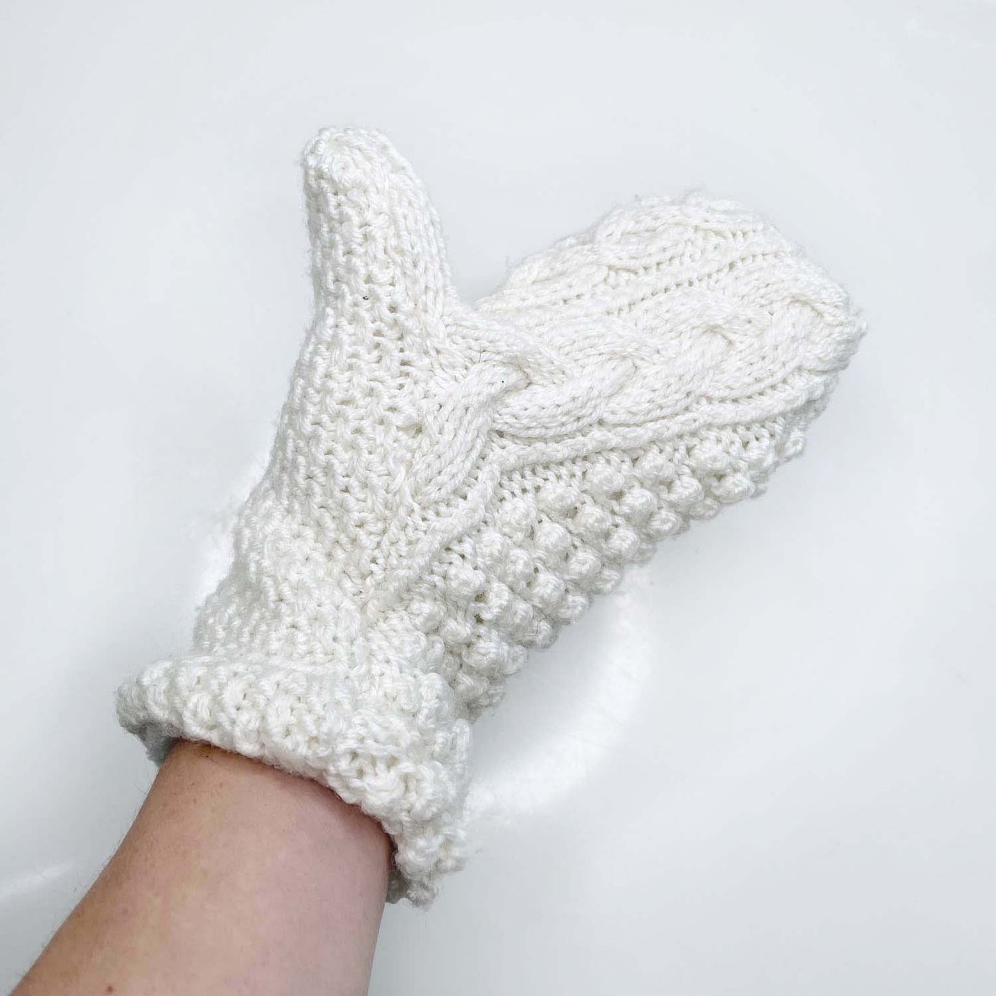 handmade wool fisherman sweater knit mittens
