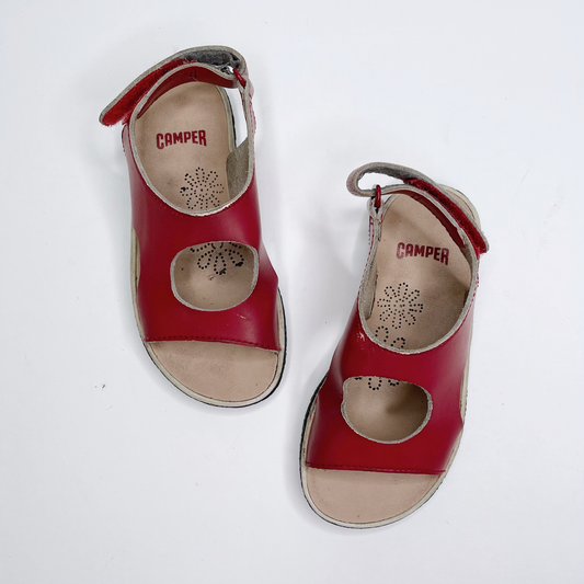 camper red leather cut out sandals - size 26