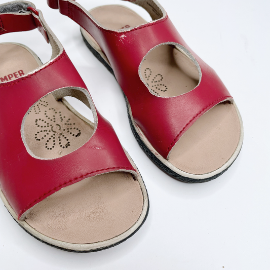 camper red leather cut out sandals - size 26