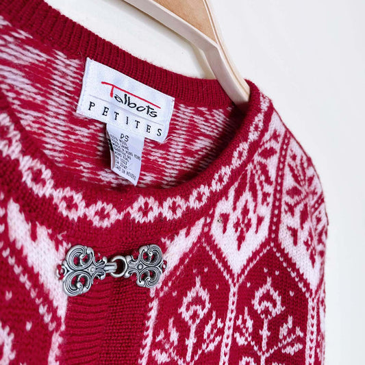 vintage 90s talbots 100% wool nordic knit cardigan - size small
