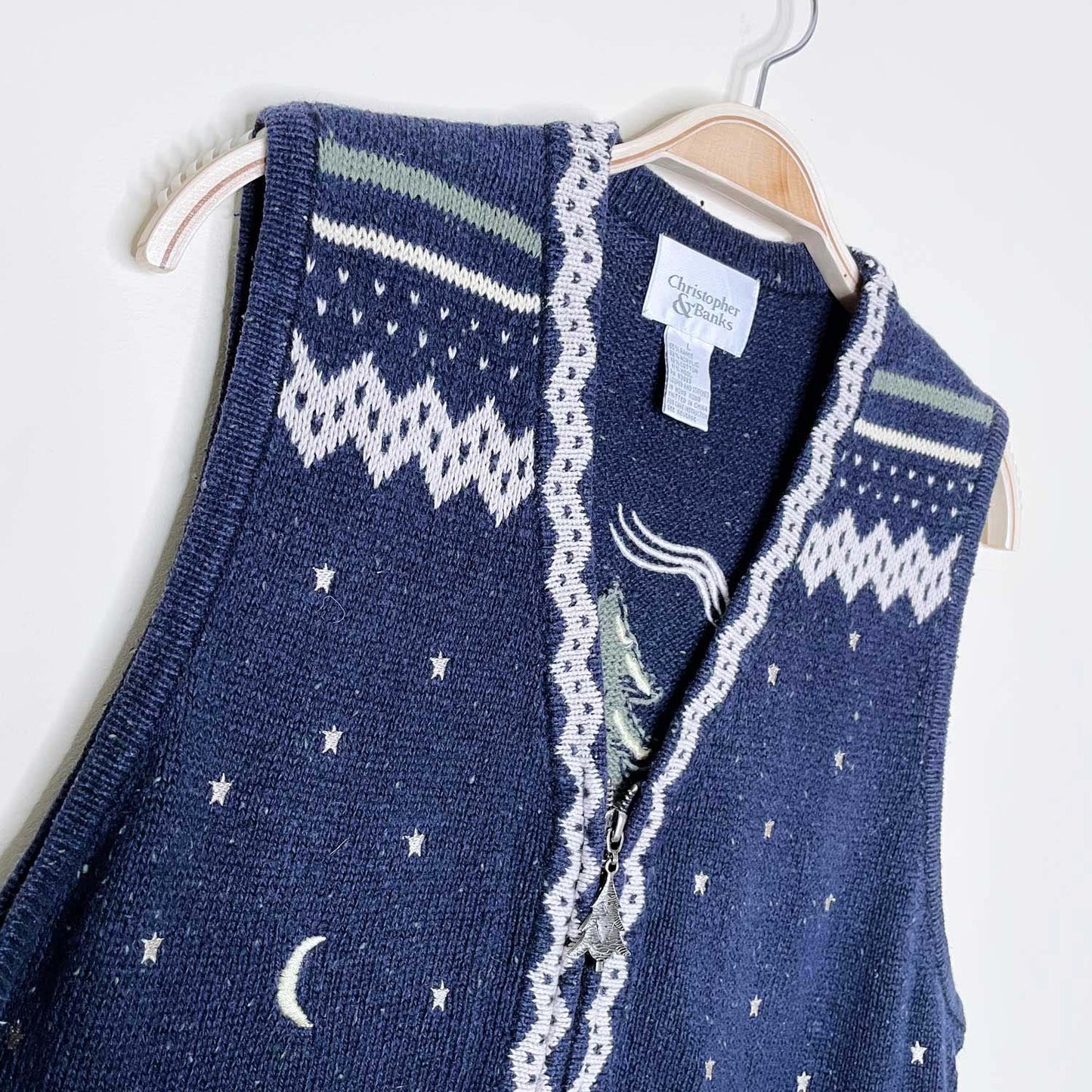 vintage 90s c&b winter woodland bear knit vest - size large