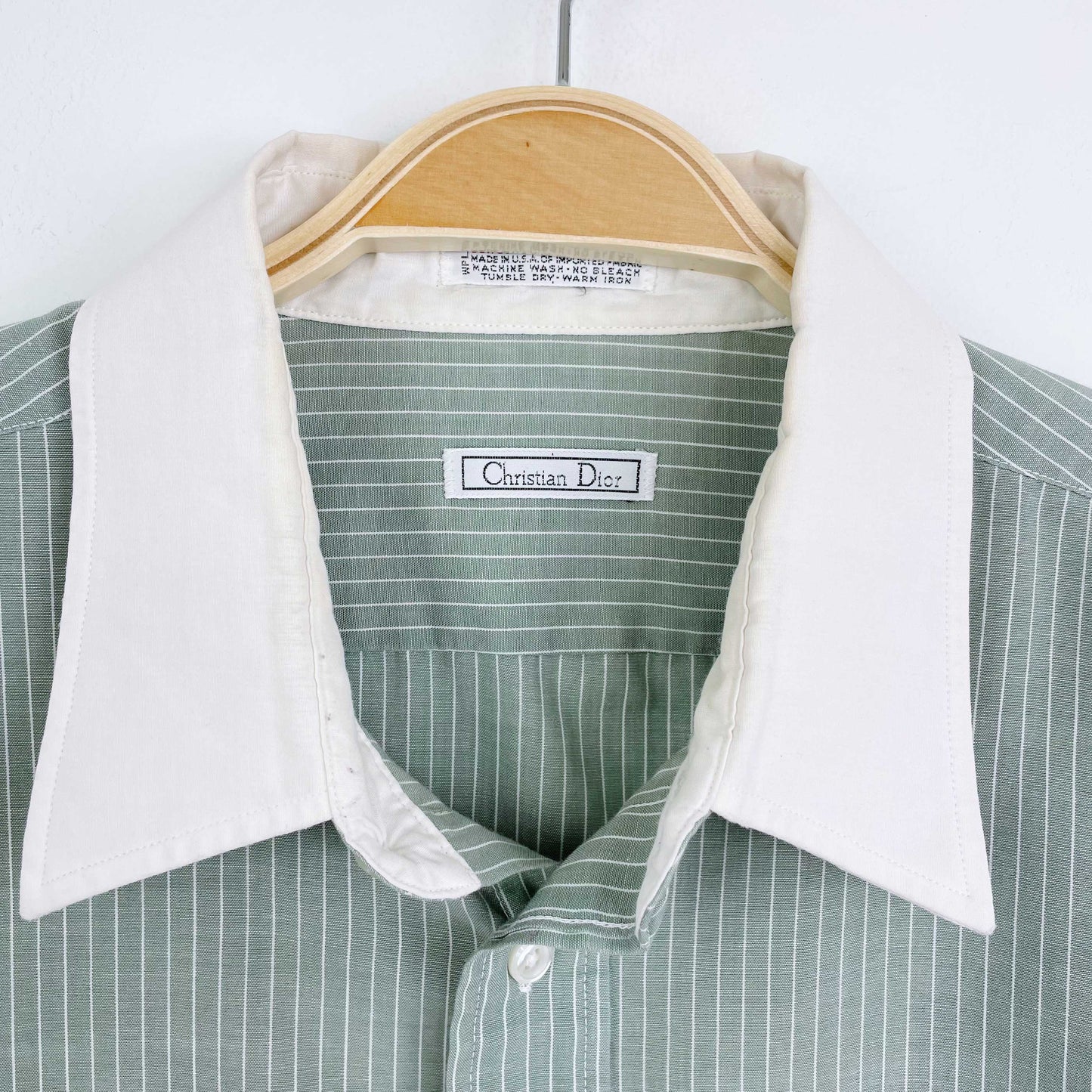 vintage 70s christian dior contrast collar logo french cuff dress shirt