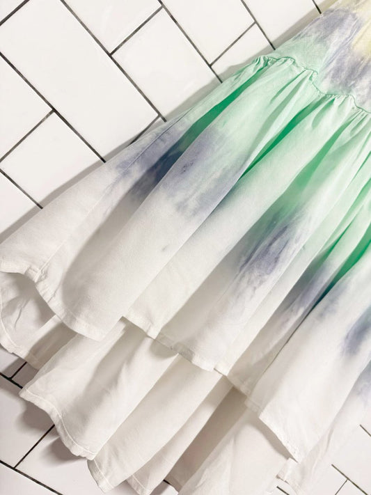 charlie b 100% linen tie dye ruffle skirt maxi dress - good market thrift store