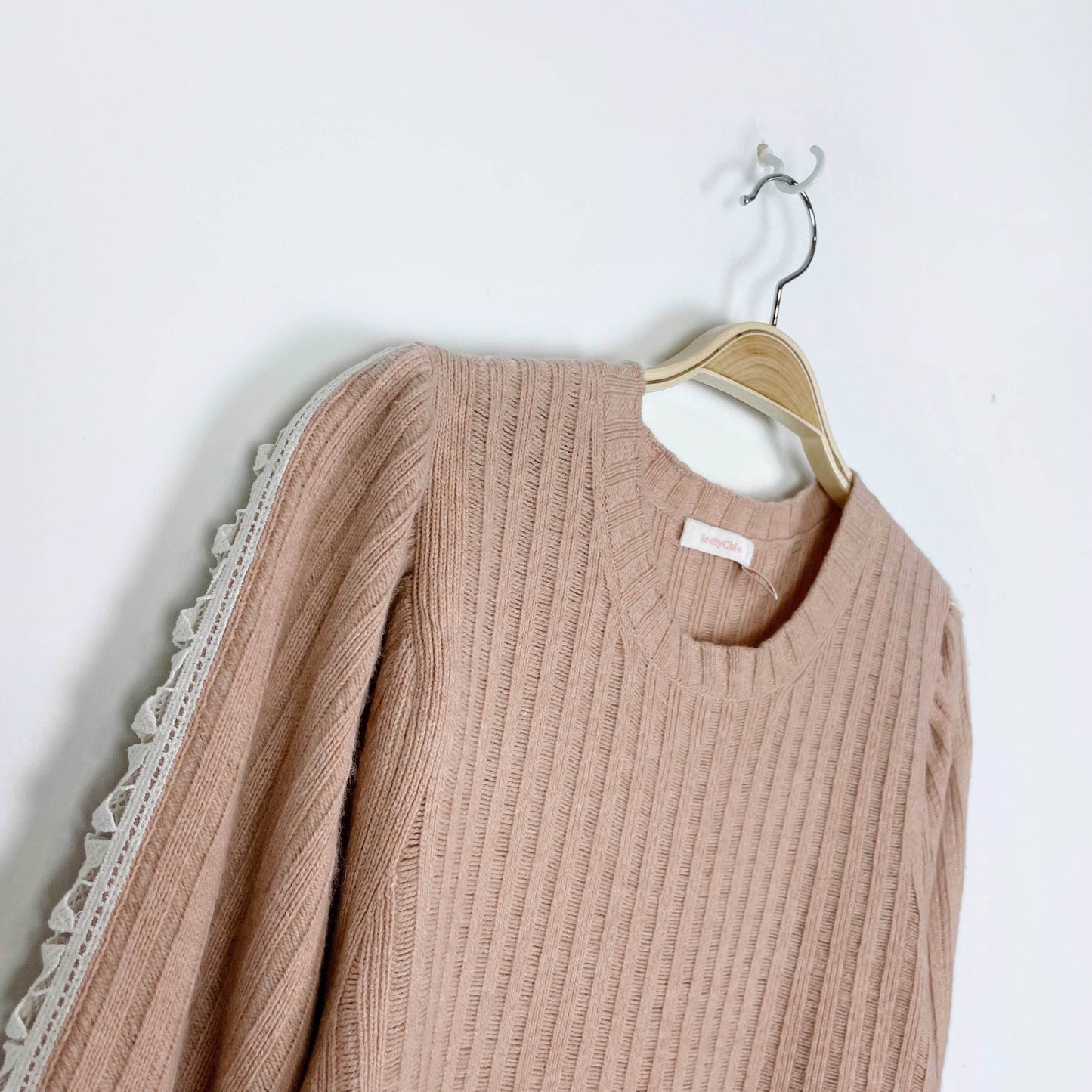 see by chloe cameo rose lace sweater - size small