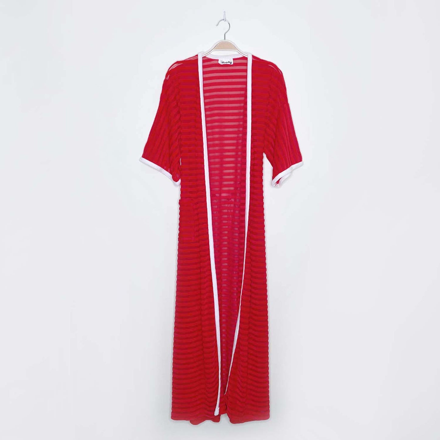 vintage 60s liberty mrs. claus fleece mesh belted robe - one size