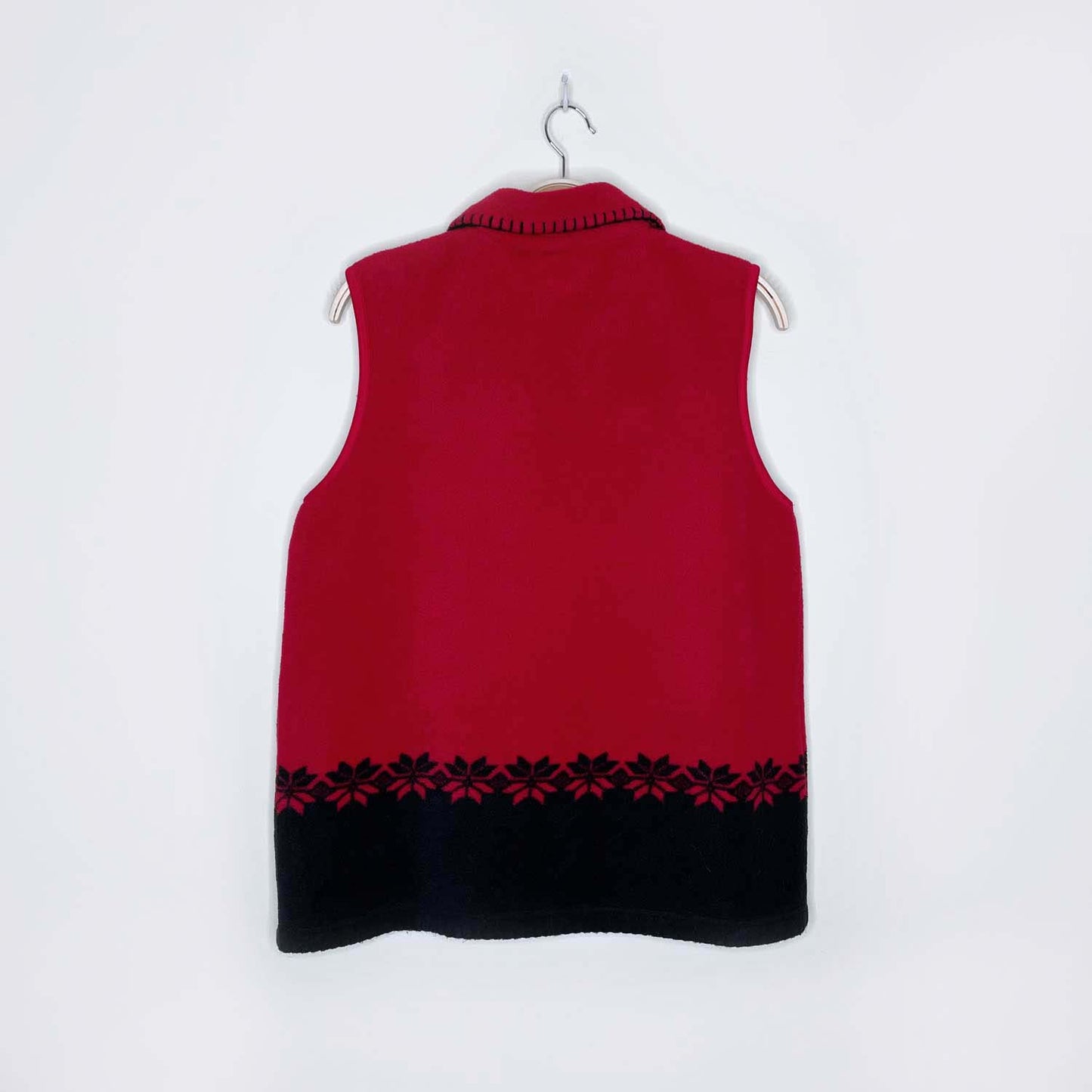 vintage cleo fleece snowflake blanket stitch vest - size small
