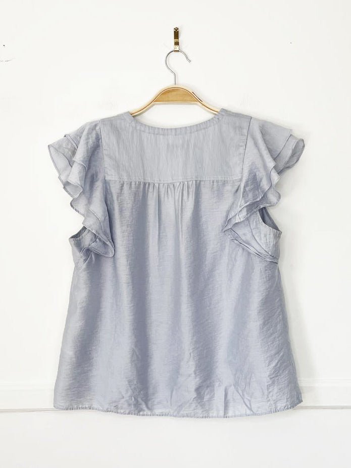 club monaco ruffle sleeveless sheer top - good market thrift store