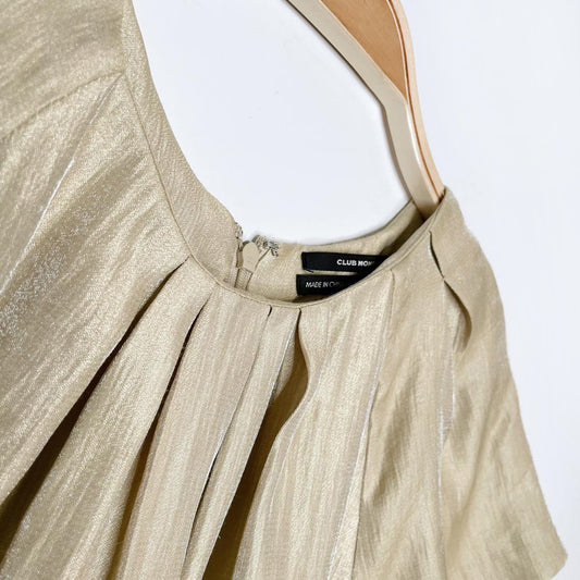 club monaco gold pleated ss blouse