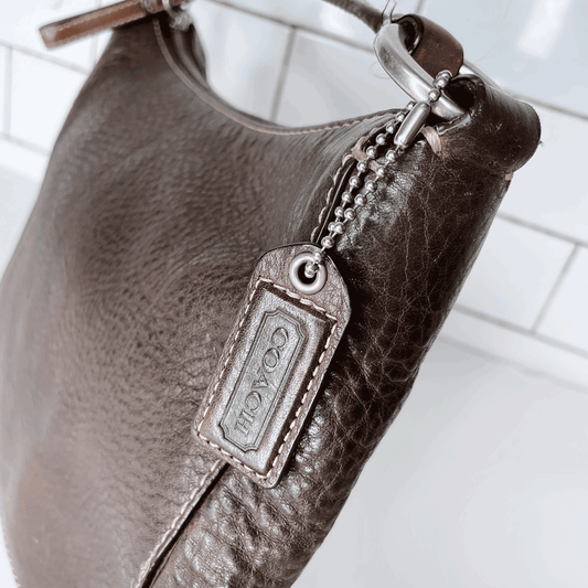 coach pebbled brown chelsea shoulder bag
