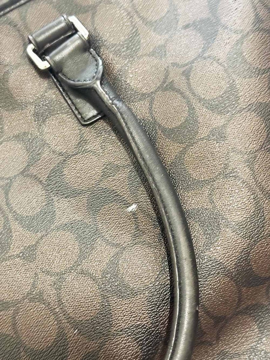 coach heritage signature stripe monogram leather tote bag - good market thrift store