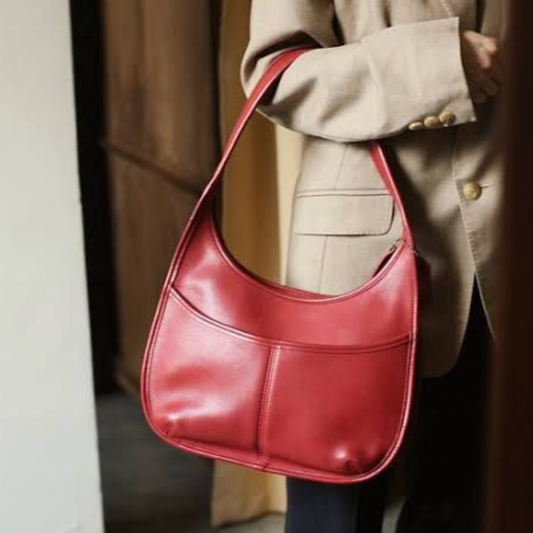 vintage coach red ergo leather shoulder bag