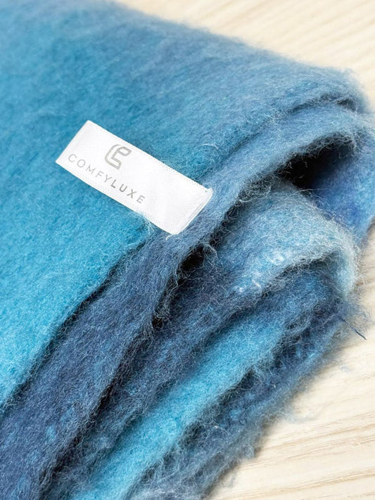 comfy luxe fuzzy check fringe scarf - good market thrift store