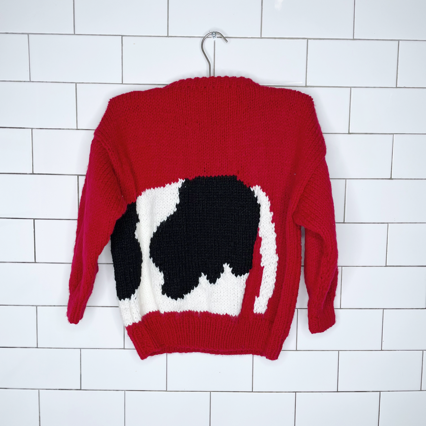 vintage handknit cow sweater - size 6