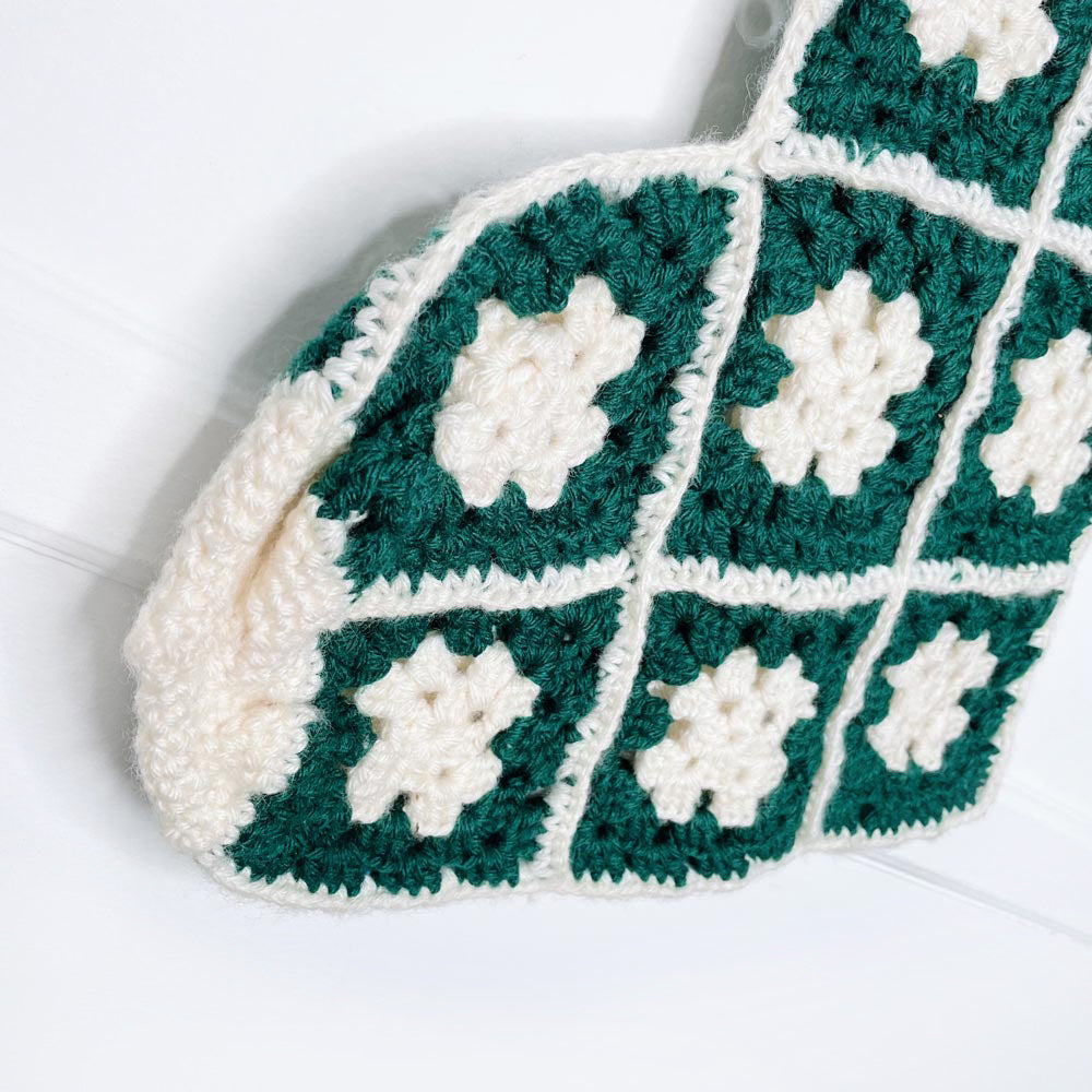 vintage handmade granny crochet xl stocking