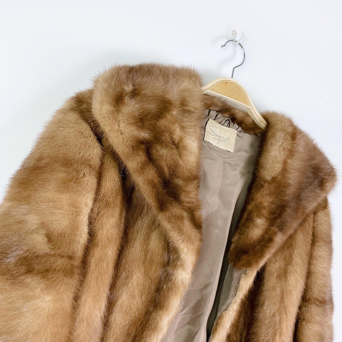 simpsons caramel brown mink open cropped jacket - size large