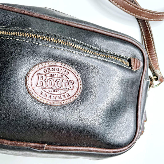 vintage 90s roots leather two-tone crossbody bag