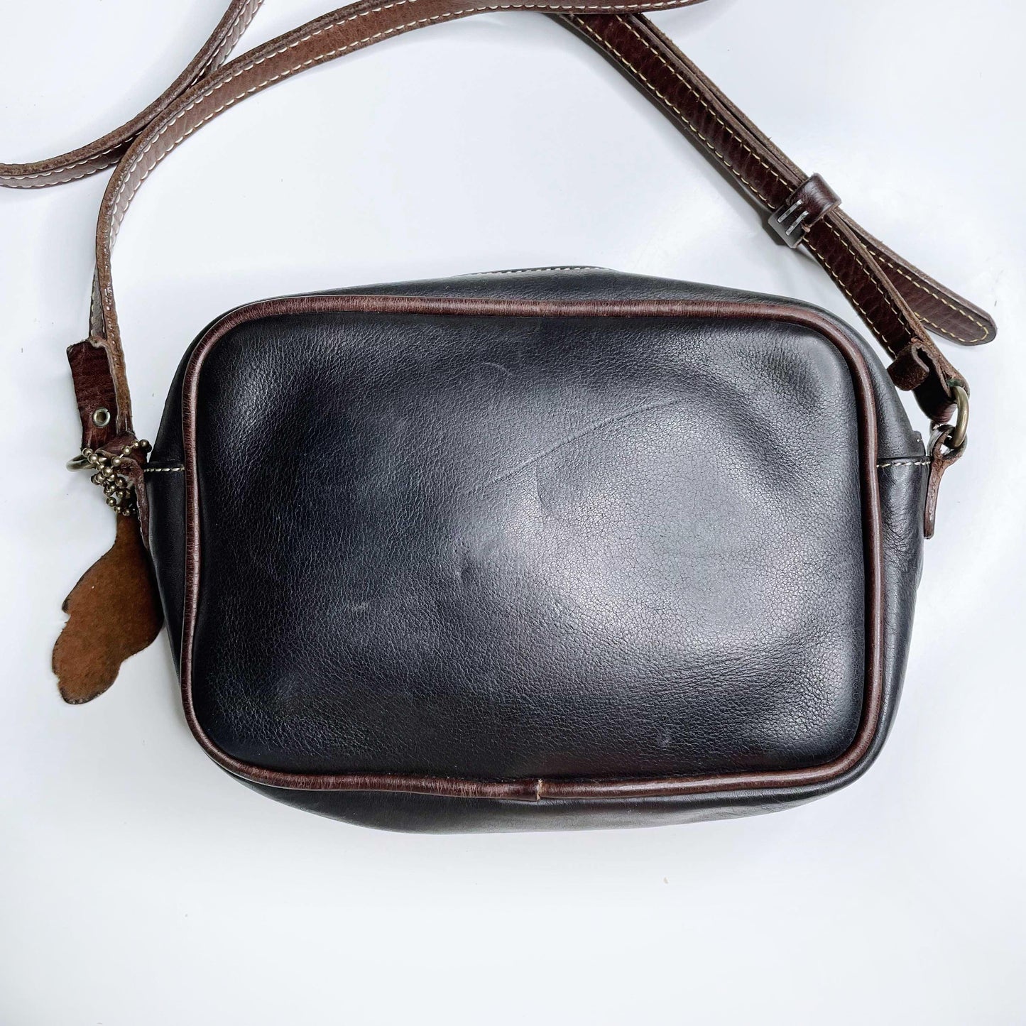 vintage 90s roots leather two-tone crossbody bag