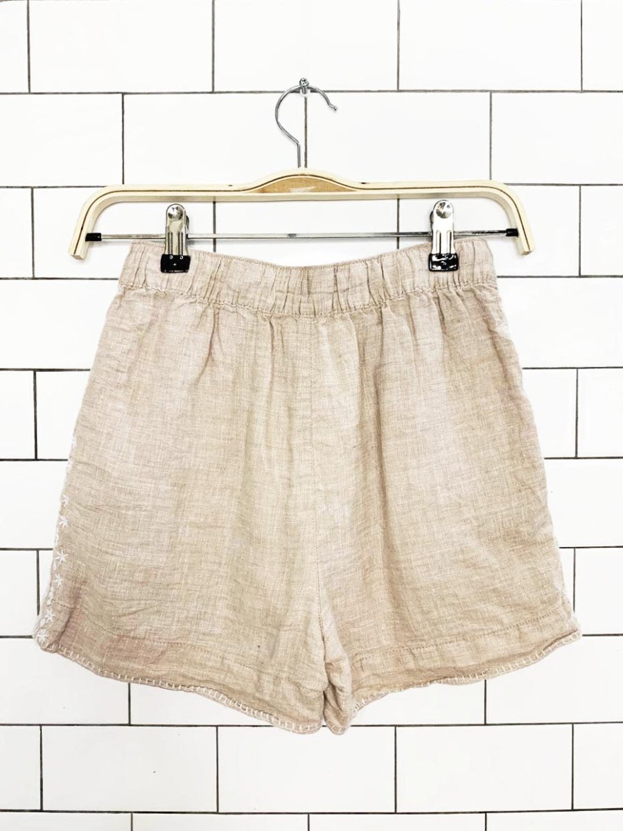 cynthia rowley 100% linen embroidered casual shorts - good market thrift store