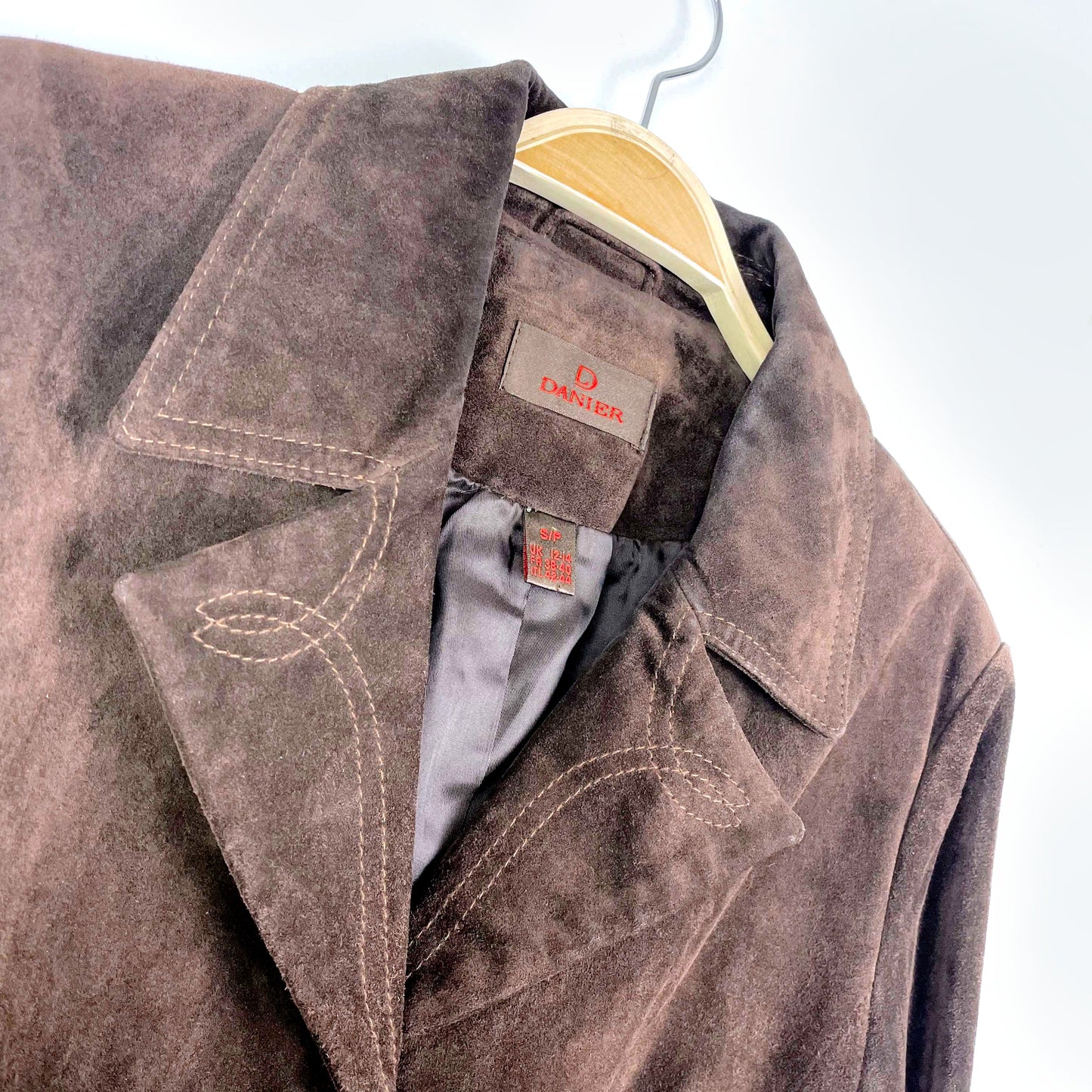 vintage danier brown suede western stitch jacket - size small