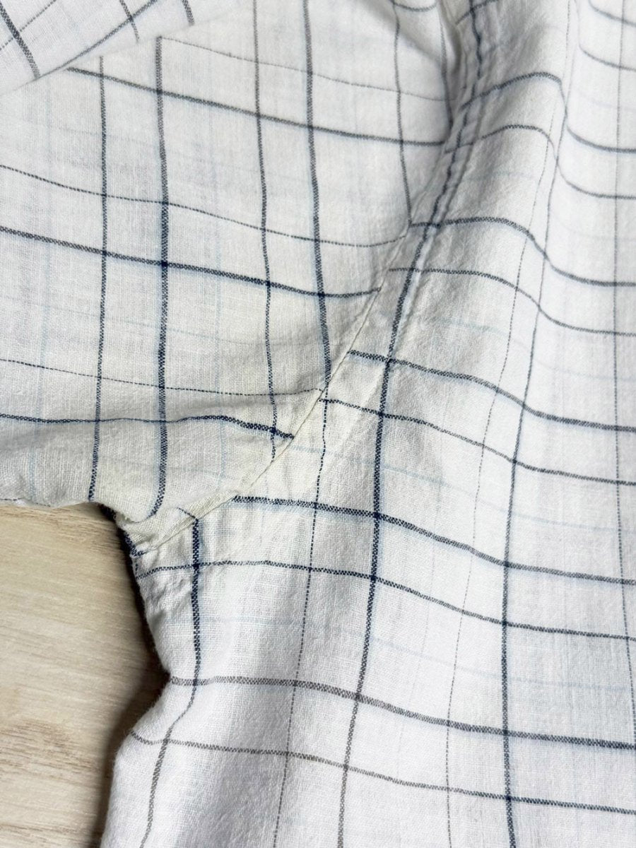 denver hayes linen - blend check full button shirt - good market thrift store