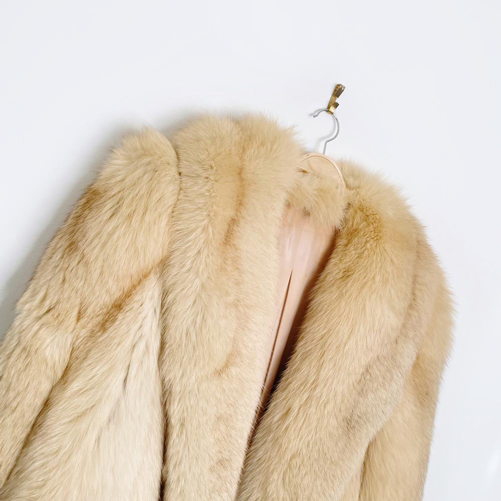 vintage christian dior fourrures yellow fox fur long coat