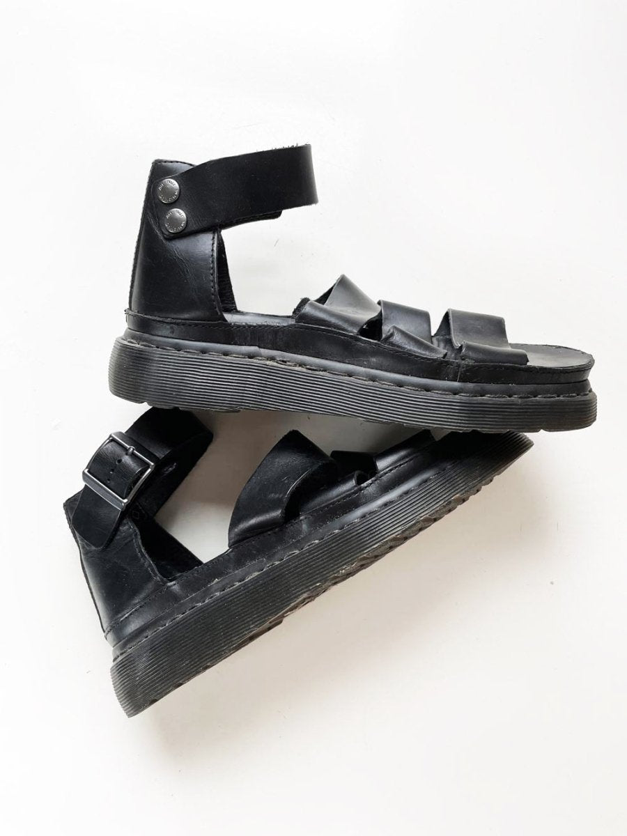 doc martens clarissa leather gladiator chunky sandal - good market thrift store