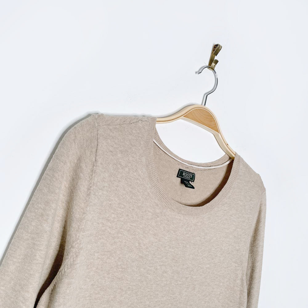 roots cabin light knit long sleeve sweater dress