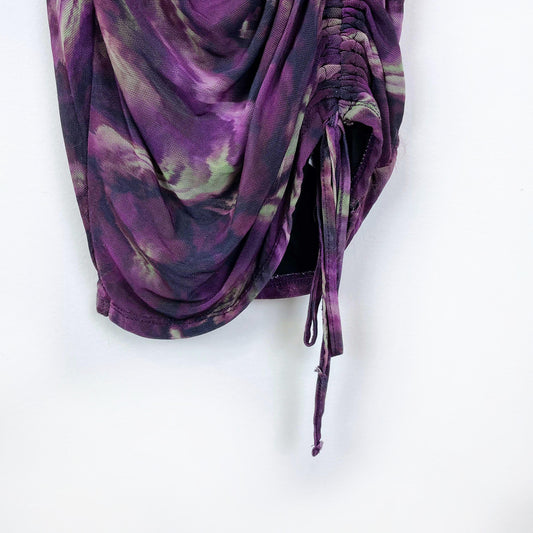 garage sheer tank dress with drawstring ruched side - size small