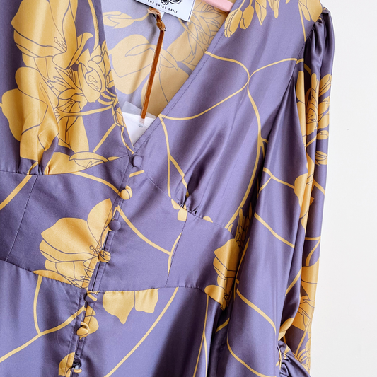 nwt evi grintela silk floral politness maxi dress - size large