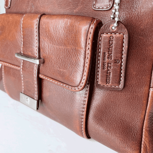 vintage etienne aigner cognac leather handbag