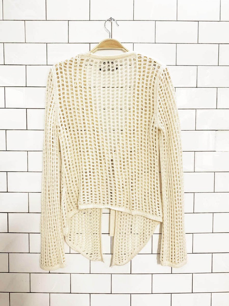 ecote joleen crochet knit tie front bell sleeve cardigan | made in turkey - good market thrift store