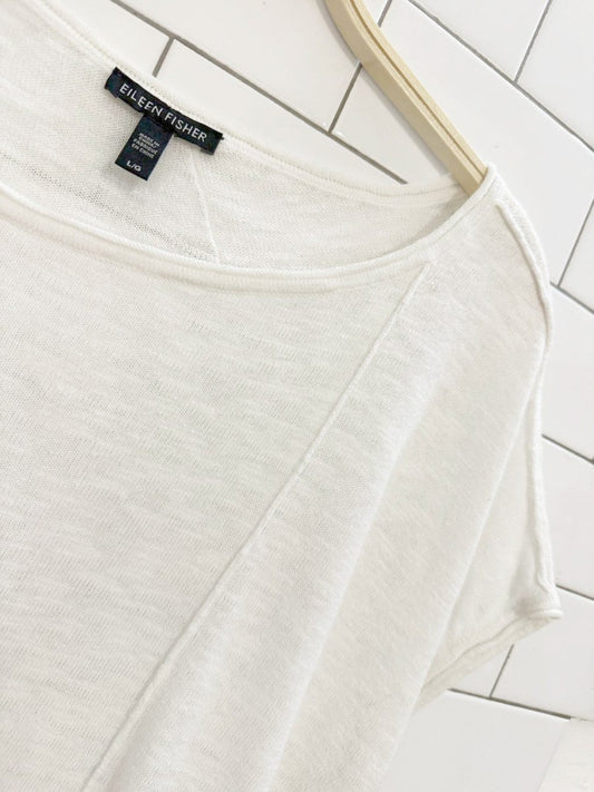 eileen fisher organic linen - blend slub knit top - good market thrift store
