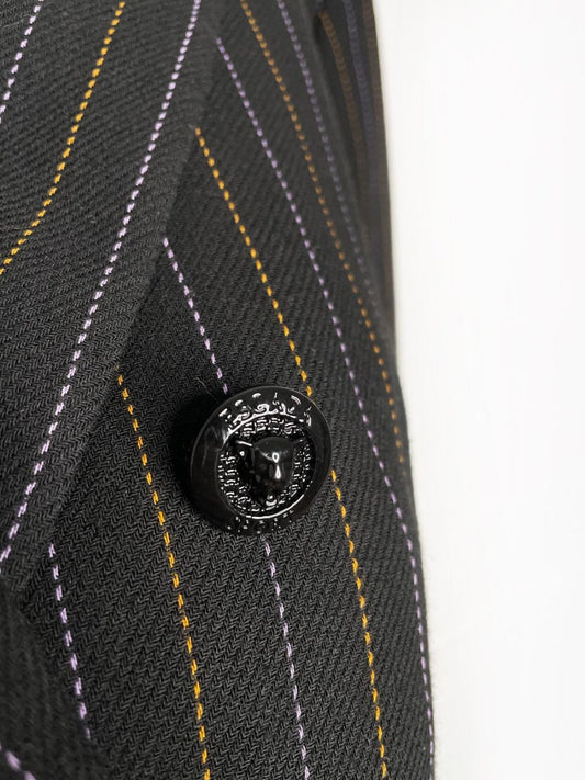 escada sport wool - blend pinstripe double breasted blazer | lion buttons - good market thrift store