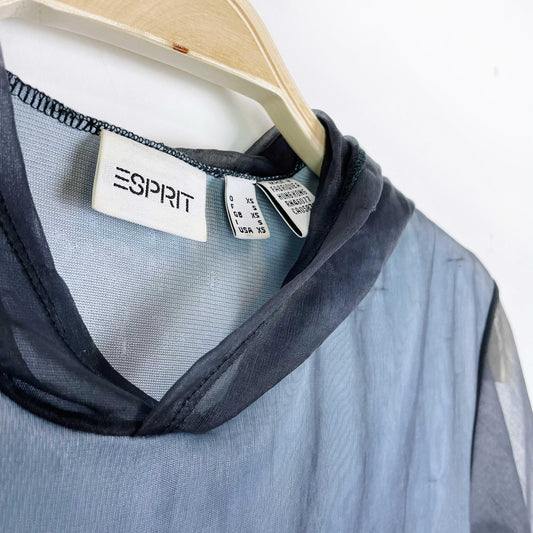 vintage 00s esprit sheer hooded short sleeve tee - size xs