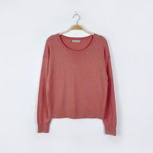 everlane wool-cotton pink crewneck sweater - size medium