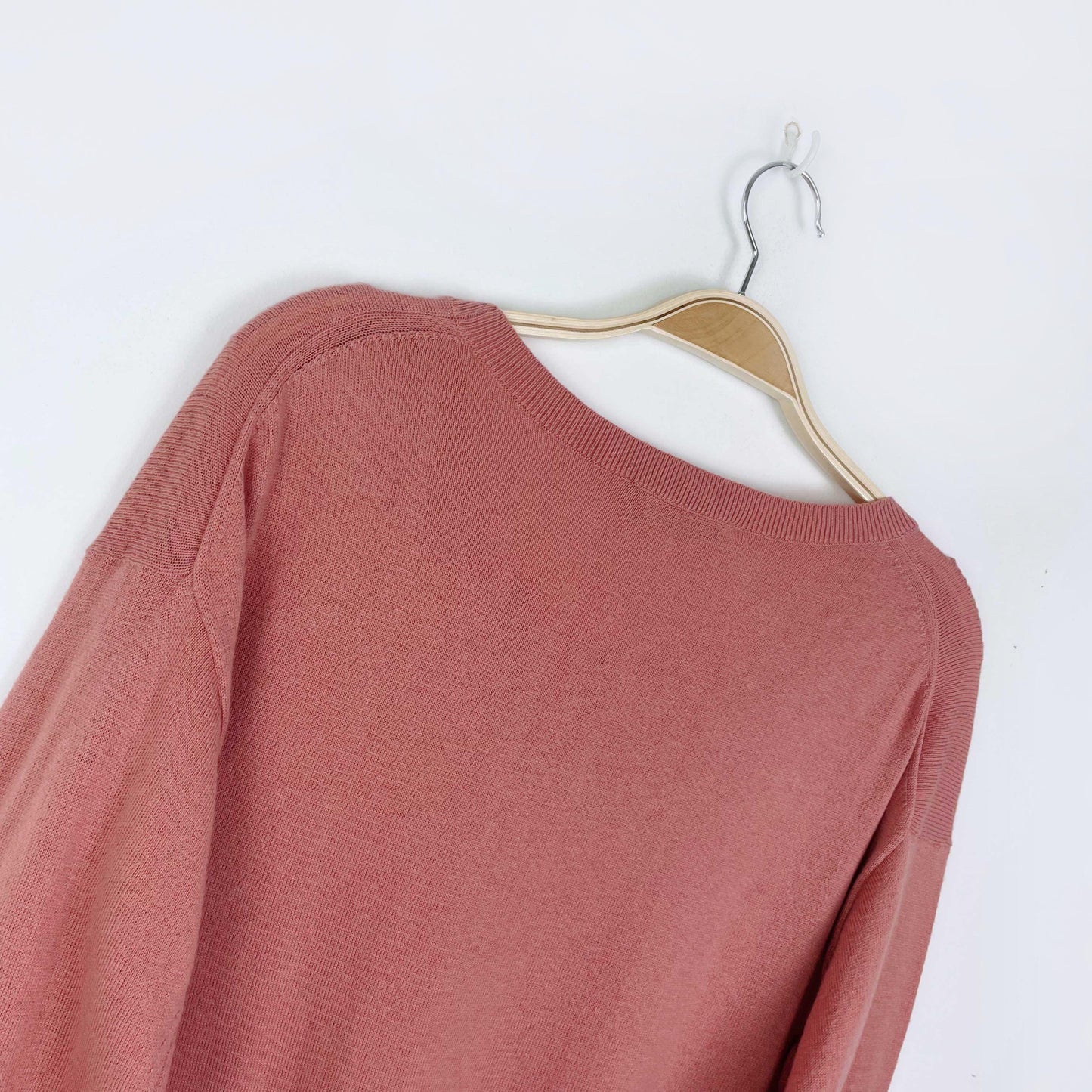 everlane wool-cotton pink crewneck sweater - size medium